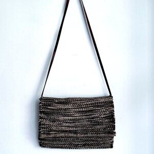 Vintage Wool Knit Large Messanger Bag w Leather Strap